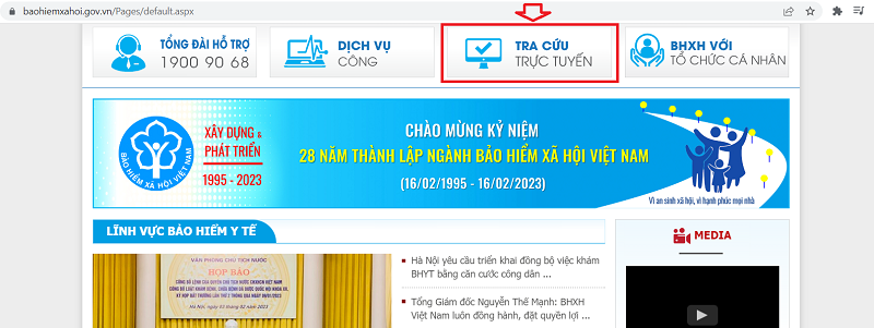 Chọn mục Tra cứu trực tuyến.