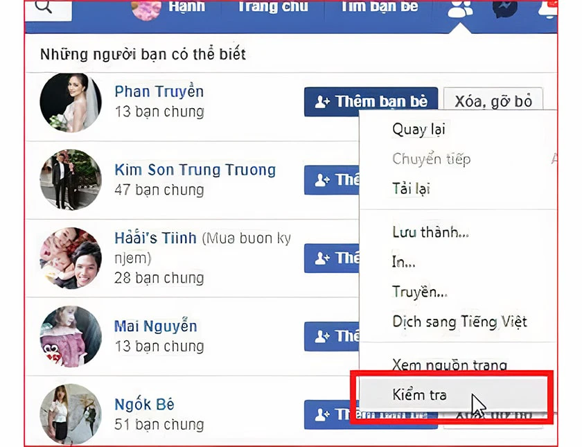 Gửi yêu cầu kết bạn bằng giao diện Facebook cũ