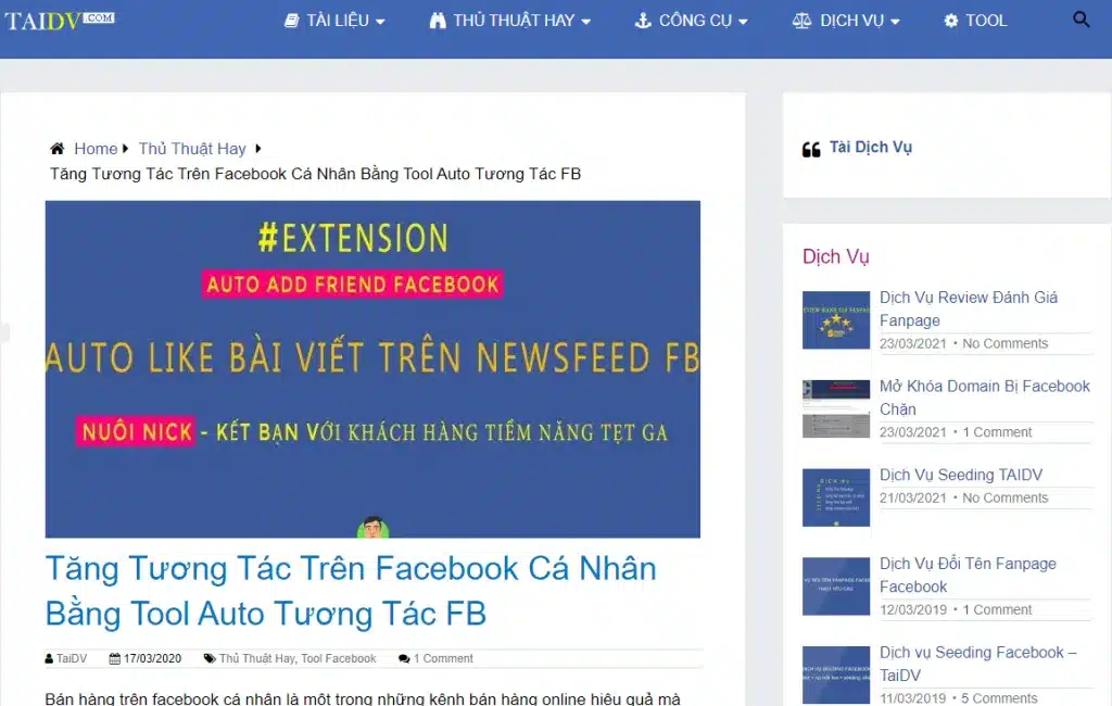 Phần mềm kết bạn Facebook Taidv.com