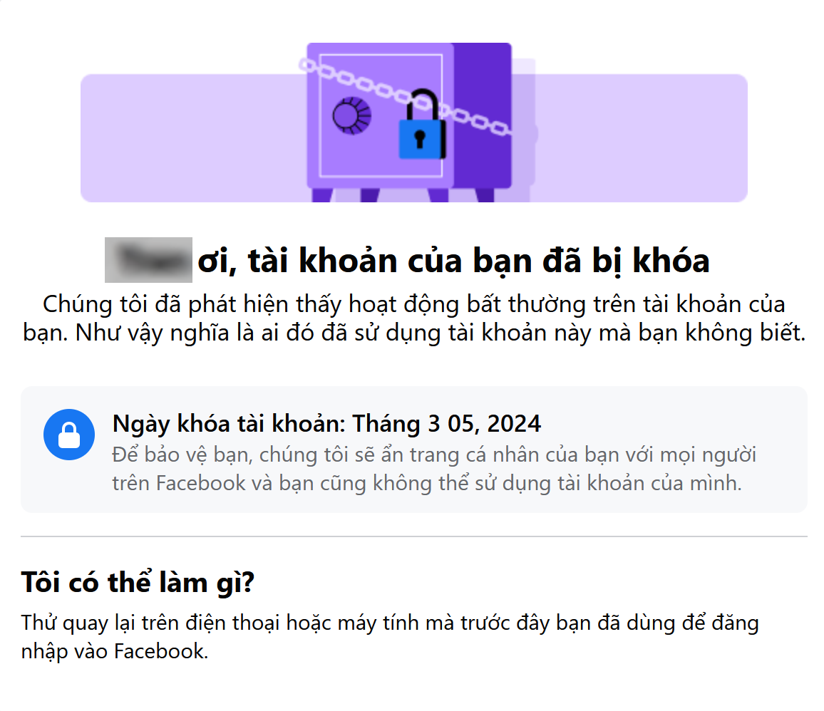 Một người dùng bất ngờ bị khóa tài khoản dù đã nhập đúng mật khẩu (Ảnh chụp màn hình).