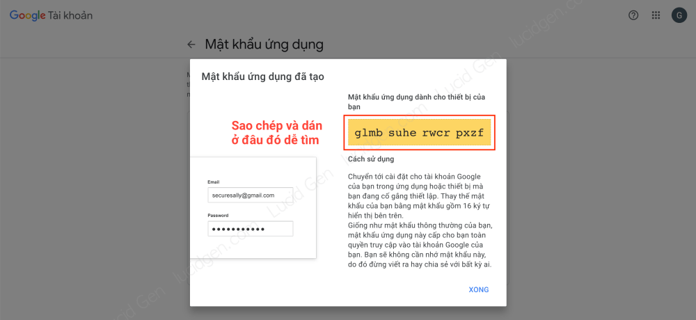 Sao chéo mật khẩu ứng dụng để cấu hình SMTP cho Contact Form 7