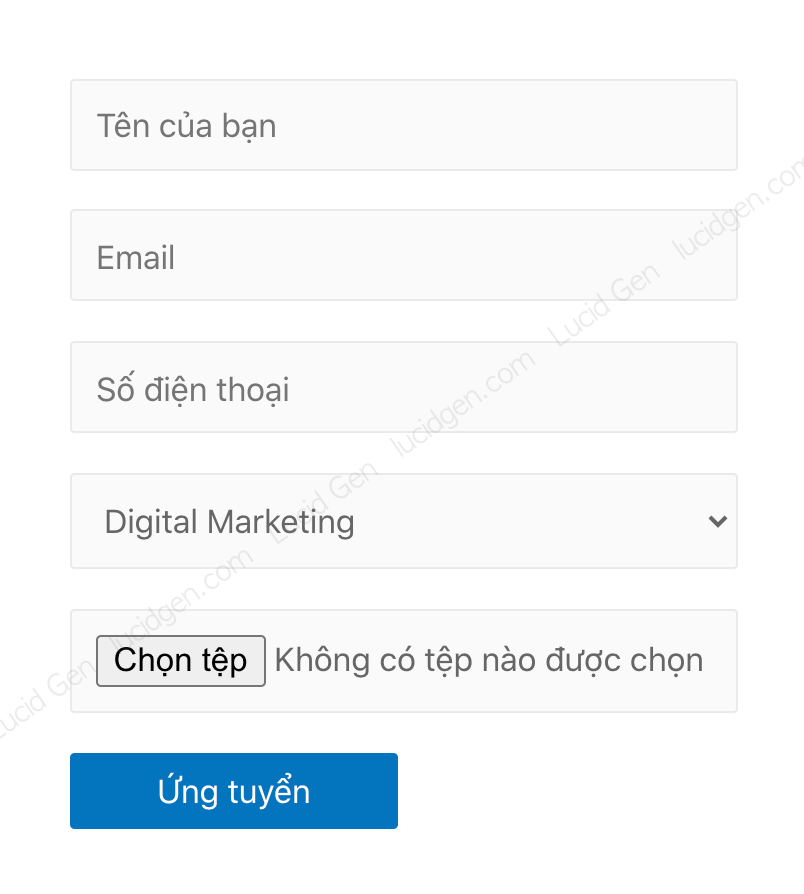 Mẫu Contact Form 7 đẹp cho tuyển dụng