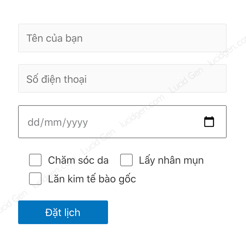 Mẫu Contact Form 7 đẹp cho đặt lịch spa, nha khóa, thẫm mỹ