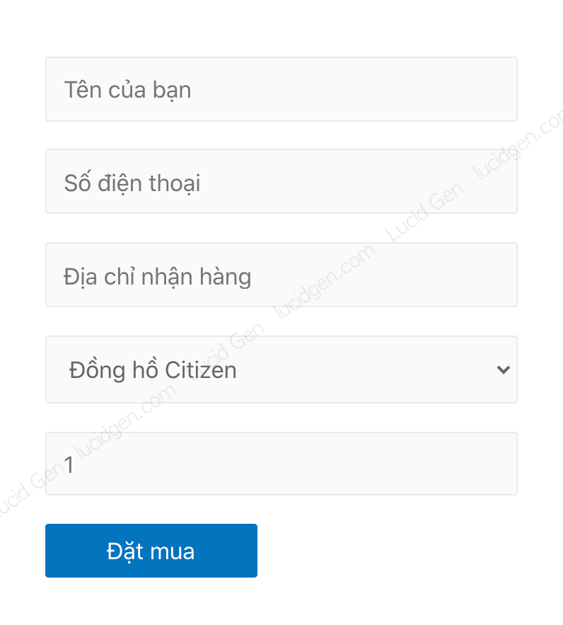 Mẫu Contact Form 7 đẹp cho đặt mua hàng