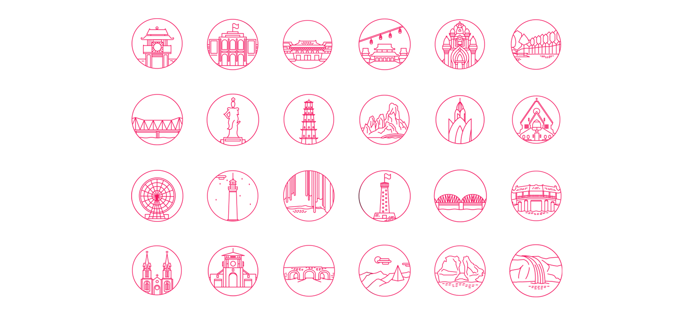 free vietnam Travel icons Badges Pack download flat zinp heritage site touristic vietnamese iconicVietnam