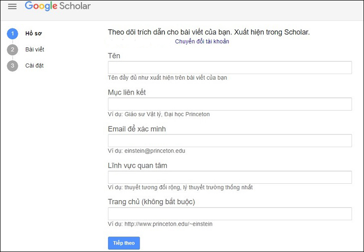 Theo dõi trích dẫn trên Google Scholar