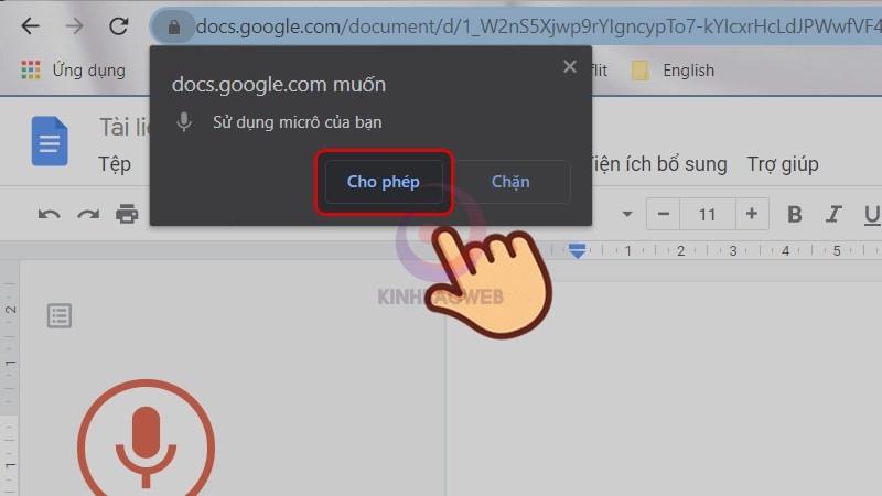 Nhấn vào Cho phép ở bảng hiện ra để cấp quyền sử dụng