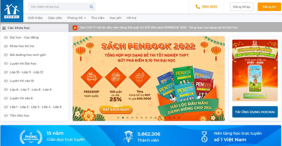 Website học online hocmai.vn