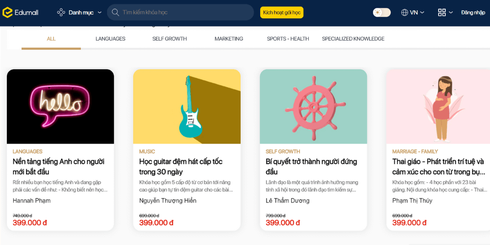 Web học online Edumall.vn