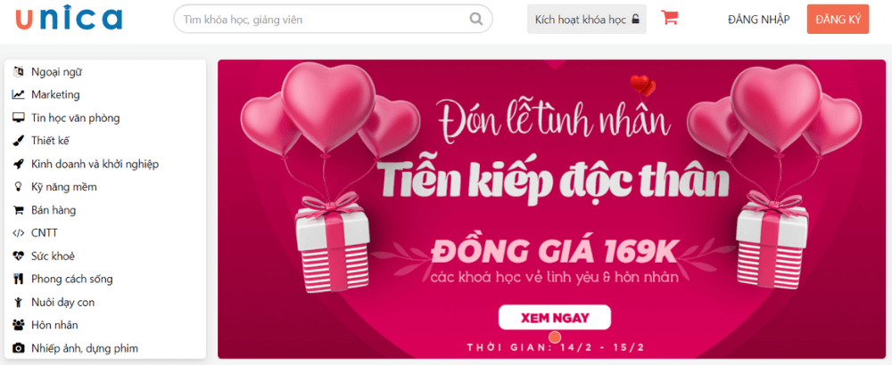 Webiste học trực tuyến Unica.vn