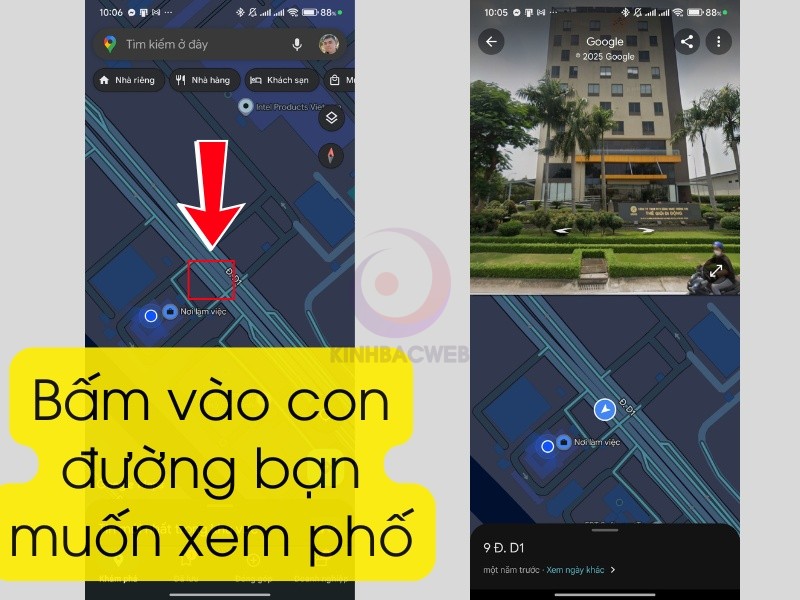 Bấm vào con đường có màu xanh nhạt